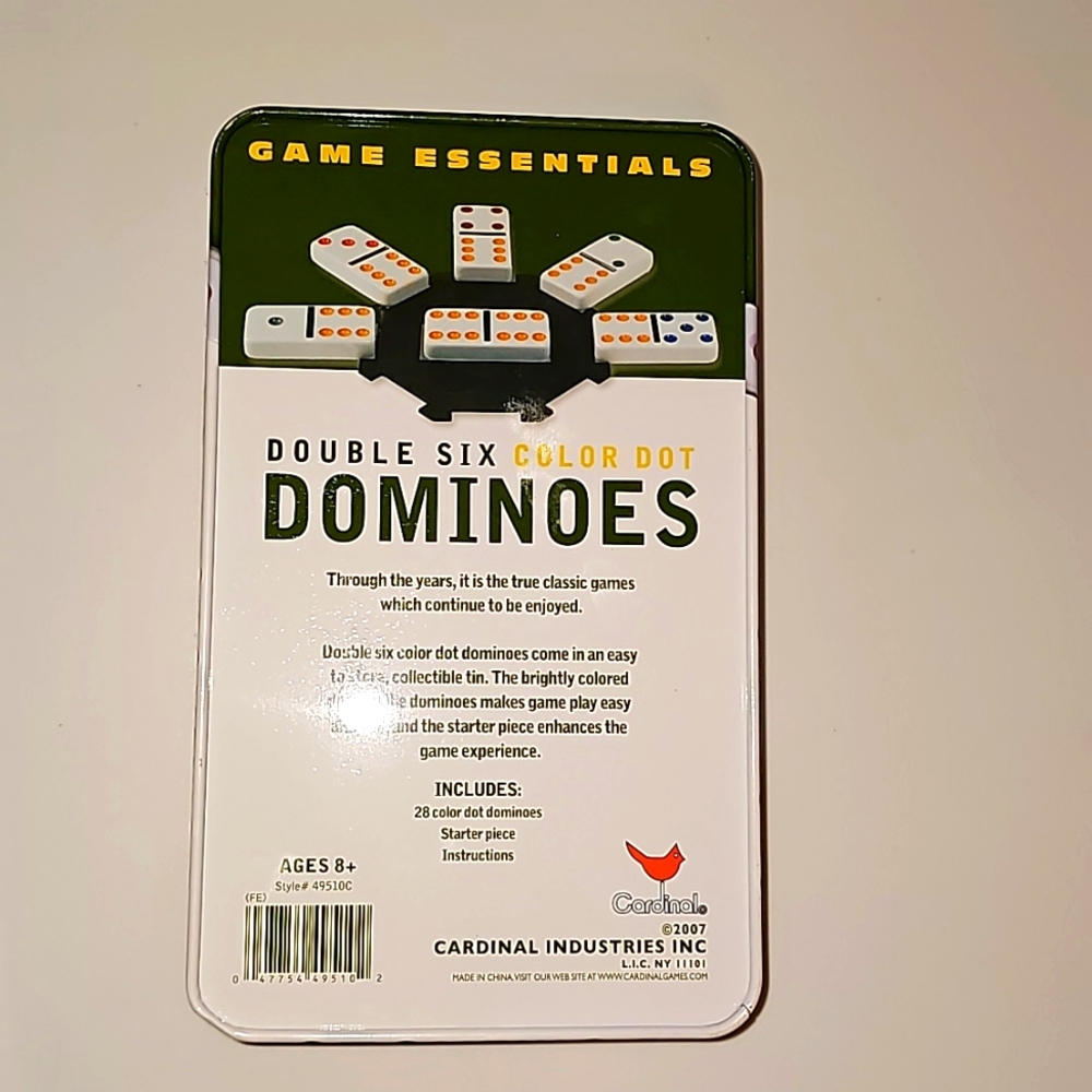 Double Six Color Dot Dominoes Tin Cardinal 2007 - Picture 2 of 7